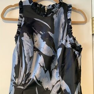 Sleeveless Ruffle Top in Black and Blue